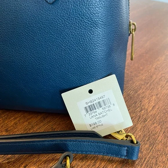 FOSSIL LANA SATCHEL BAG• GORGEOUS TWILIGHT BLUE COLOR • LEATHER •NWT